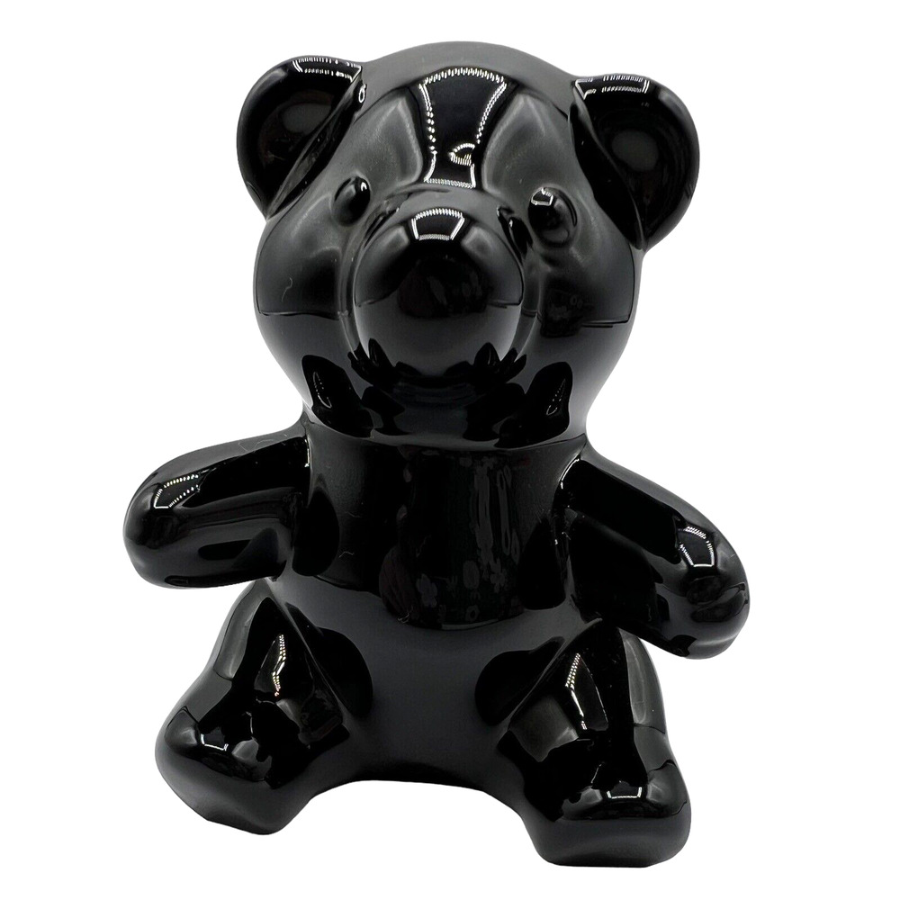 Vintage Oneida Lead Crystal Black Teddy Bear Figure Paperweight NO STICKER READ